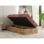 Łóżko kontynentalne WOOD ZERO 90x200 - H4 - różowy, sztruks - topper Visco