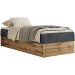 Łóżko kontynentalne WOOD ZERO 90x200 - H4 - szary, sztruks - topper Visco