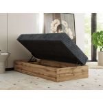 Łóżko kontynentalne WOOD ZERO 90x200 - H4 - szary, sztruks - topper Visco