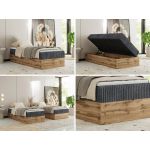 Łóżko kontynentalne WOOD ZERO 90x200 - H4 - szary, sztruks - topper Visco