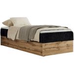 Łóżko kontynentalne WOOD ZERO 90x200 - H4 - czarny, sztruks - topper Visco