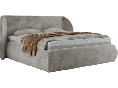 Łóżko tapicerowane CAELA CLASSIC 140x200 - materac pocket - jasnoszary, plusz