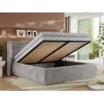 Łóżko tapicerowane CAELA CLASSIC 140x200 - materac pocket - jasnoszary, plusz