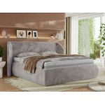 Łóżko tapicerowane CAELA CLASSIC 140x200 - materac multipocket - jasnoszary, plusz