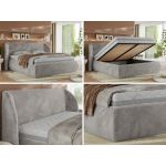 Łóżko tapicerowane CAELA CLASSIC 140x200 - materac multipocket - jasnoszary, plusz