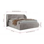 Łóżko tapicerowane CAELA CLASSIC 140x200 - materac multipocket - jasnoszary, plusz