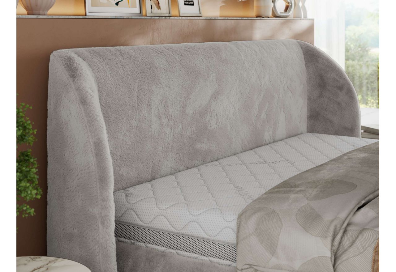 Łóżko tapicerowane CAELA CLASSIC 180x200 - materac multipocket - jasnoszary, plusz