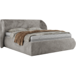 Łóżko tapicerowane CAELA CLASSIC 200x200 - materac multipocket - jasnoszary, plusz