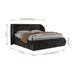 Łóżko tapicerowane CAELA CLASSIC 160x200 - materac piankowy - ciemnoszary, plusz
