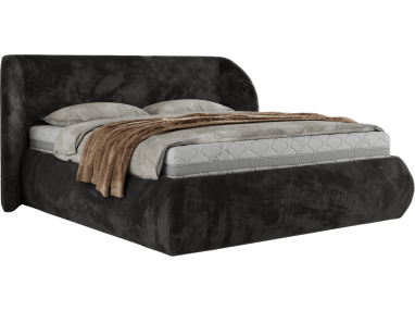 Łóżko tapicerowane CAELA CLASSIC 180x200 - materac pocket - ciemnoszary, plusz
