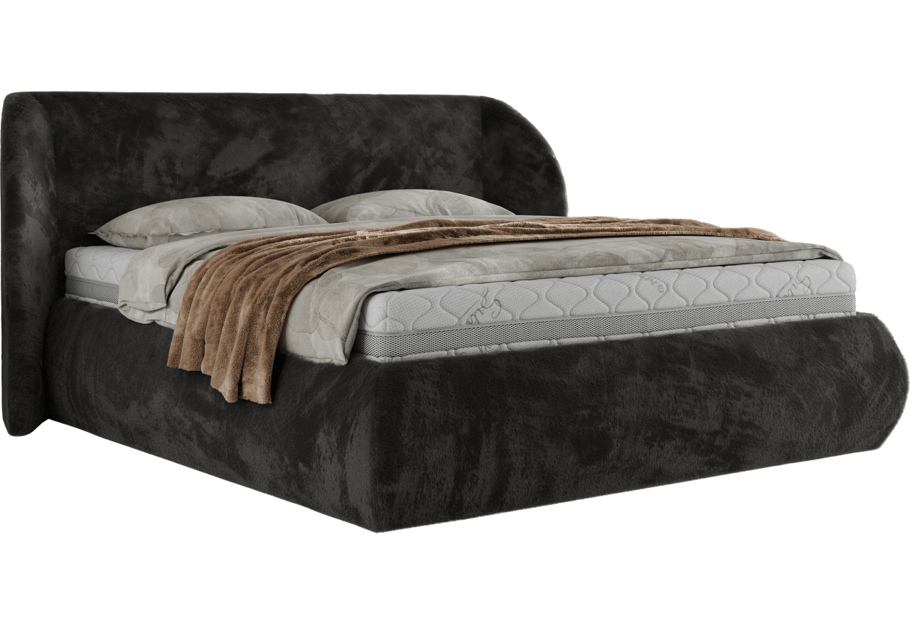 Łóżko tapicerowane CAELA CLASSIC 200x200 - materac pocket - ciemnoszary, plusz