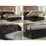 Łóżko tapicerowane CAELA CLASSIC 200x200 - materac pocket - ciemnoszary, plusz