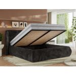Łóżko tapicerowane CAELA CLASSIC 160x200 - materac multipocket - ciemnoszary, plusz