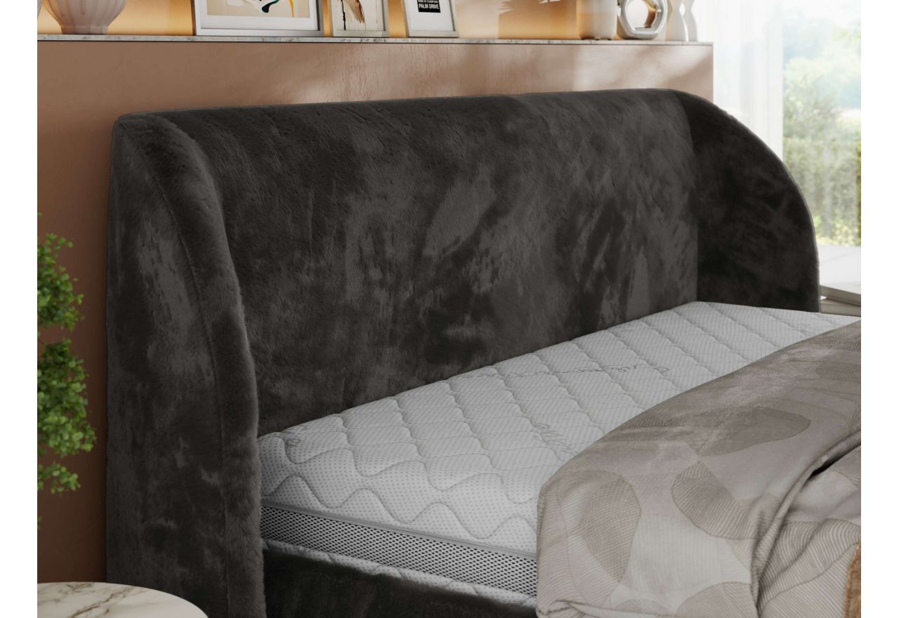 Łóżko tapicerowane CAELA CLASSIC 180x200 - materac multipocket - ciemnoszary, plusz