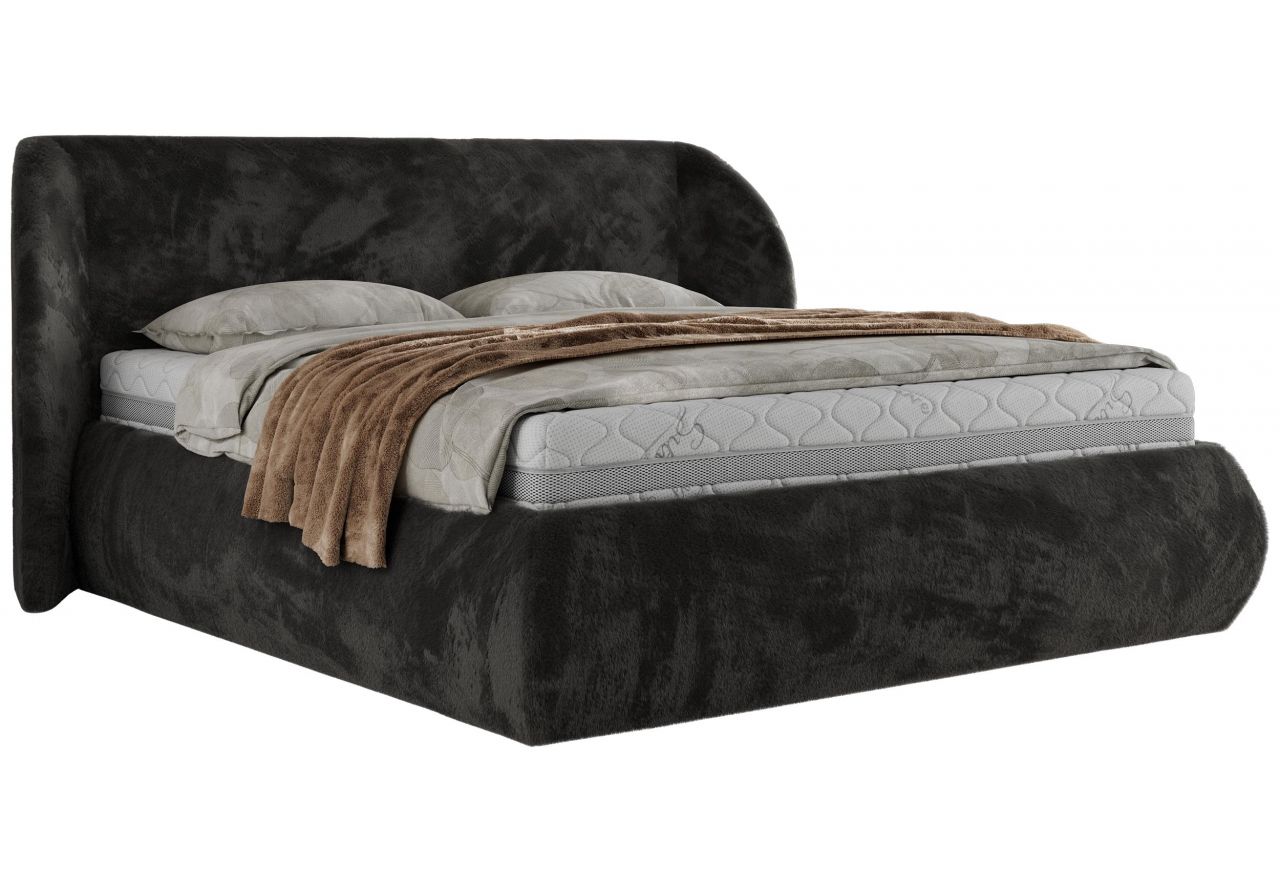 Łóżko tapicerowane CAELA CLASSIC 180x200 - materac multipocket - ciemnoszary, plusz