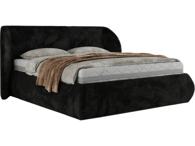 Łóżko tapicerowane CAELA CLASSIC 160x200 - czarny, plusz
