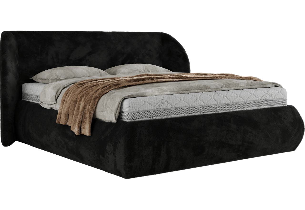 Łóżko tapicerowane CAELA CLASSIC 180x200 - czarny, plusz