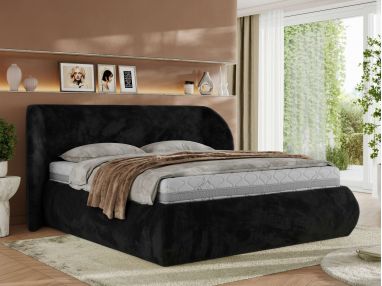 Łóżko tapicerowane CAELA CLASSIC 200x200 - czarny, plusz