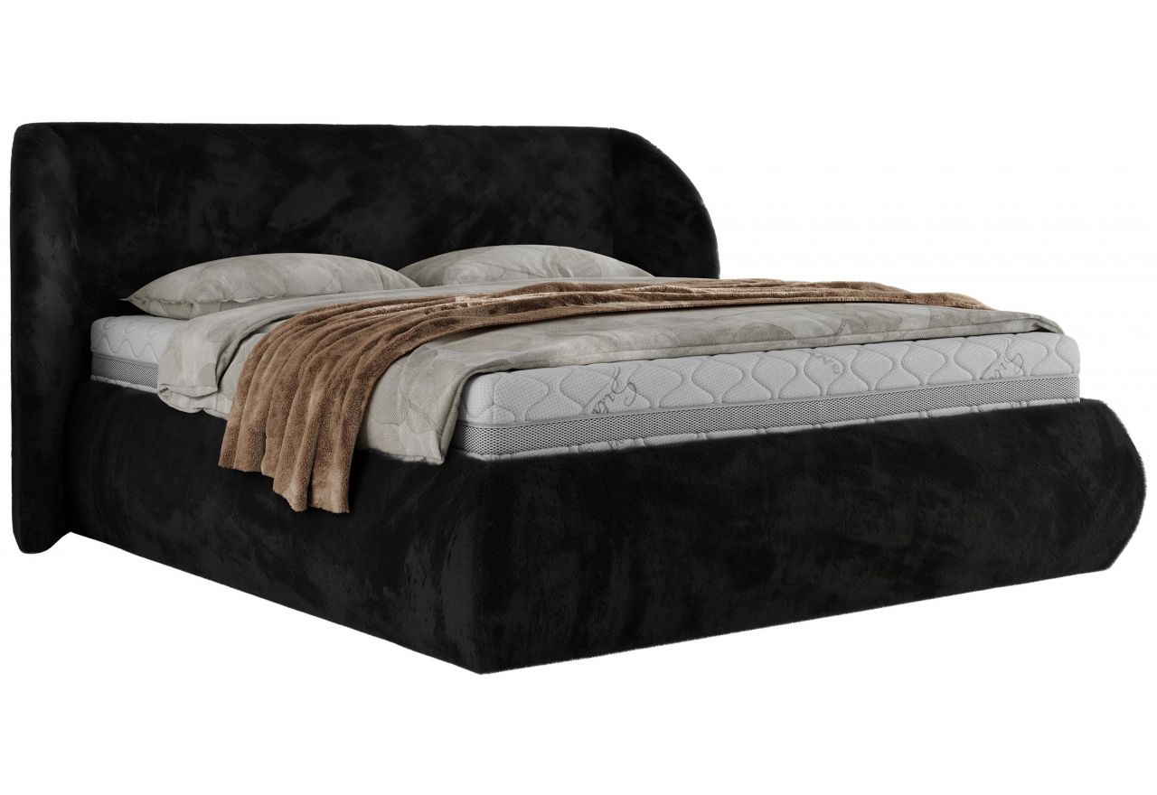 Łóżko tapicerowane CAELA CLASSIC 200x200 - czarny, plusz