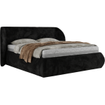 Łóżko tapicerowane CAELA CLASSIC 160x200 - materac pocket - czarny, plusz