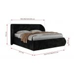 Łóżko tapicerowane CAELA CLASSIC 160x200 - materac pocket - czarny, plusz