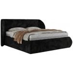 Łóżko tapicerowane CAELA CLASSIC 160x200 - materac multipocket - czarny, plusz