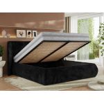 Łóżko tapicerowane CAELA CLASSIC 180x200 - materac multipocket - czarny, plusz