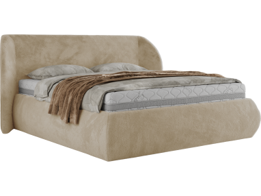 Łóżko tapicerowane CAELA CLASSIC 160x200 - materac piankowy - kremowy, plusz