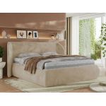 Łóżko tapicerowane CAELA CLASSIC 180x200 - materac piankowy - kremowy, plusz