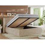 Łóżko tapicerowane CAELA CLASSIC 160x200 - materac pocket - kremowy, plusz