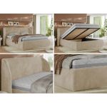 Łóżko tapicerowane CAELA CLASSIC 180x200 - materac pocket - kremowy, plusz