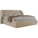 Łóżko tapicerowane CAELA CLASSIC 180x200 - materac pocket - kremowy, plusz
