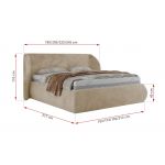 Łóżko tapicerowane CAELA CLASSIC 180x200 - materac pocket - kremowy, plusz