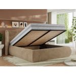 Łóżko tapicerowane CAELA CLASSIC 200x200 - materac piankowy - beżowy, plusz