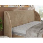 Łóżko tapicerowane CAELA CLASSIC 200x200 - materac piankowy - beżowy, plusz