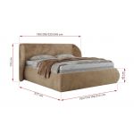 Łóżko tapicerowane CAELA CLASSIC 200x200 - materac piankowy - beżowy, plusz