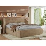 Łóżko tapicerowane CAELA CLASSIC 180x200 - materac pocket - beżowy, plusz