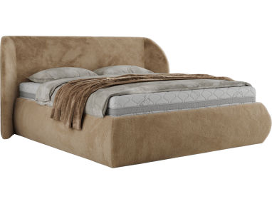 Łóżko tapicerowane CAELA CLASSIC 180x200 - materac pocket - beżowy, plusz