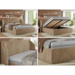 Łóżko tapicerowane CAELA CLASSIC 160x200 - materac multipocket - beżowy, plusz