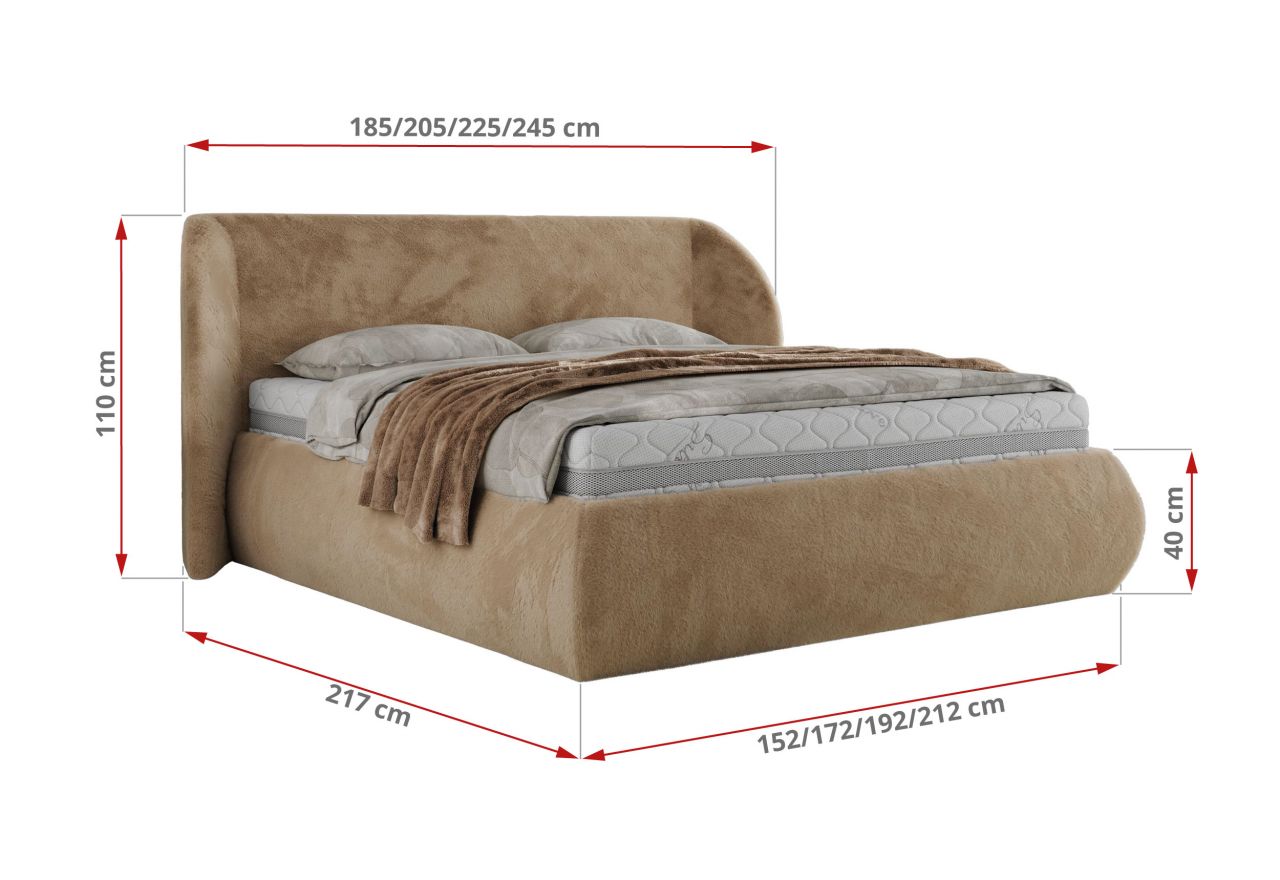 Łóżko tapicerowane CAELA CLASSIC 180x200 - materac multipocket - beżowy, plusz