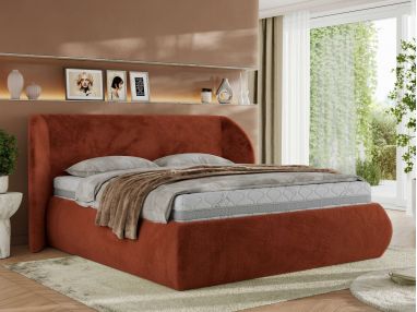 Łóżko tapicerowane CAELA CLASSIC 180x200 - pomarańczowy, plusz