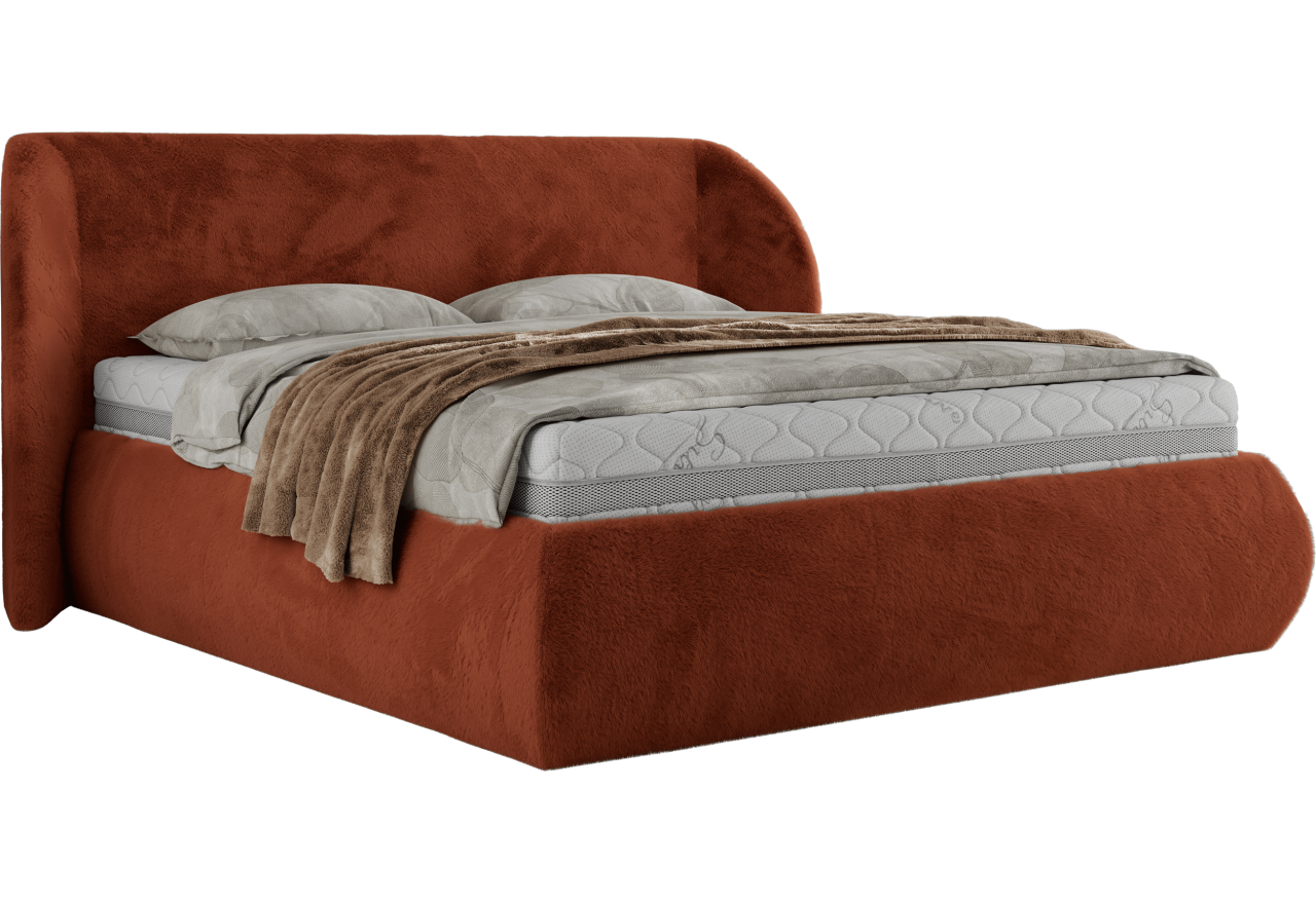 Łóżko tapicerowane CAELA CLASSIC 200x200 - pomarańczowy, plusz