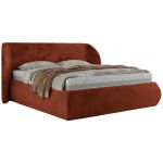 Łóżko tapicerowane CAELA CLASSIC 160x200 - materac piankowy - pomarańczowy, plusz