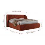 Łóżko tapicerowane CAELA CLASSIC 180x200 - materac pocket - pomarańczowy, plusz