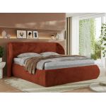 Łóżko tapicerowane CAELA CLASSIC 180x200 - materac multipocket - pomarańczowy, plusz