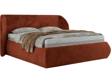 Łóżko tapicerowane CAELA CLASSIC 180x200 - materac multipocket - pomarańczowy, plusz