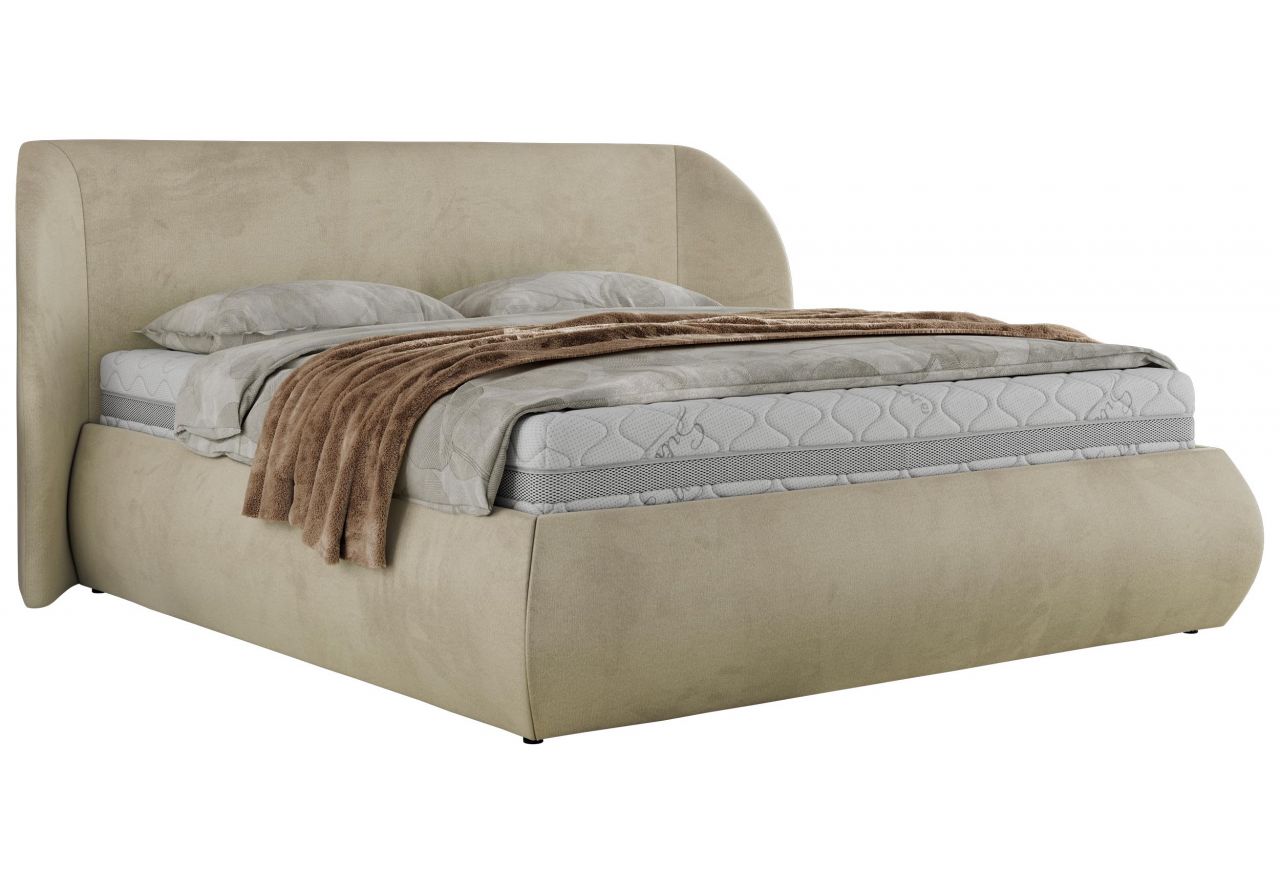 Łóżko tapicerowane CAELA CLASSIC 200x200 - beżowy, welwet