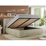 Łóżko tapicerowane CAELA CLASSIC 200x200 - materac piankowy - beżowy, welwet