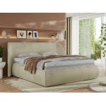 Łóżko tapicerowane CAELA CLASSIC 200x200 - materac pocket - beżowy, welwet