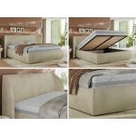 Łóżko tapicerowane CAELA CLASSIC 140x200 - materac multipocket - beżowy, welwet